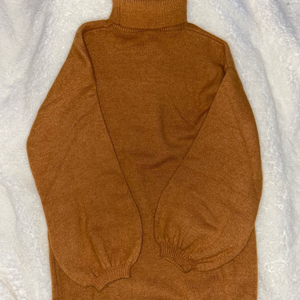 Soft burnt orange mock neck dress